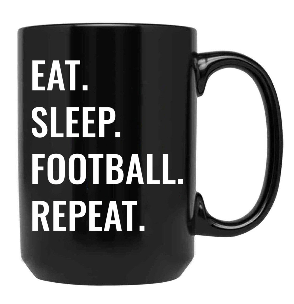 Eat Sleep Football Repeat Black Coffee Mug, Gift Coffee Mug