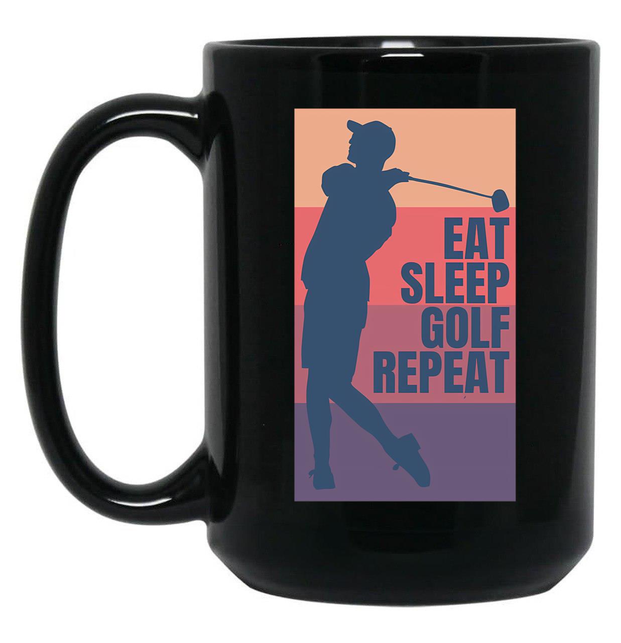 Eat Sleep Golf Repeat Black Coffee Mug, Gift Coffee Mug