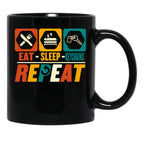 Eat Sleep Keychains Repeat - Funny Keyring Lover Black Coffee Mug, Gift Coffee Mug - Black
