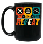 Eat Sleep Keychains Repeat - Funny Keyring Lover Black Coffee Mug, Gift Coffee Mug