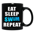 Eat Sleep Swim Repeat Black Coffee Mug, Gift Coffee Mug - Black
