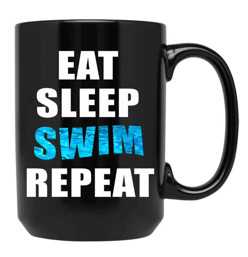 Eat Sleep Swim Repeat Black Coffee Mug, Gift Coffee Mug