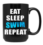 Eat Sleep Swim Repeat Black Coffee Mug, Gift Coffee Mug