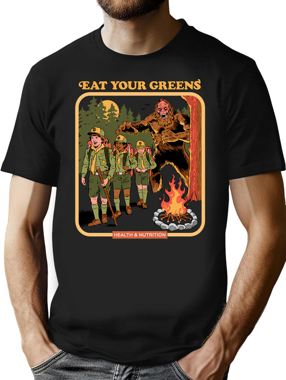 Eat Your Greens T-Shirt for Men & Women, T-Shirts Graphic Tee - Black