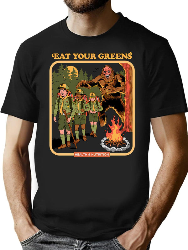 Eat Your Greens T-Shirt for Men & Women, T-Shirts Graphic Tee - Black