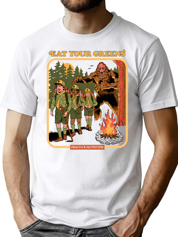 Eat Your Greens T-Shirt for Men & Women, T-Shirts Graphic Tee - White