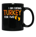 Eating For Two Thanksgiving Maternity Pregnancy Baby Black Coffee Mug, Gift Coffee Mug - Black