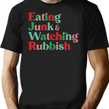 Eating Junk and Watching Rubbish Home Alone Xmas Premium Heavyweight Cotton T-Shirt - Black