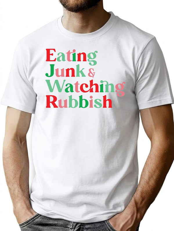 Eating Junk and Watching Rubbish Home Alone Xmas Premium Heavyweight Cotton T-Shirt - White