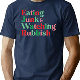 Eating Junk and Watching Rubbish Home Alone Xmas Premium Heavyweight Cotton T-Shirt - Navy