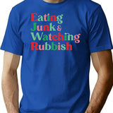Eating Junk and Watching Rubbish Home Alone Xmas Premium Heavyweight Cotton T-Shirt - Blue