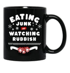 Eating Junk and Watching Rubbish Black Coffee Mug, Gift Coffee Mug - Black