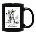 Egyptian Mau Cat Brush Sketch By Callisc Arts Black Coffee Mug, Gift Coffee Mug - Black
