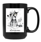 Egyptian Mau Cat Brush Sketch By Callisc Arts Black Coffee Mug, Gift Coffee Mug