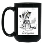 Egyptian Mau Cat Brush Sketch By Callisc Arts Black Coffee Mug, Gift Coffee Mug