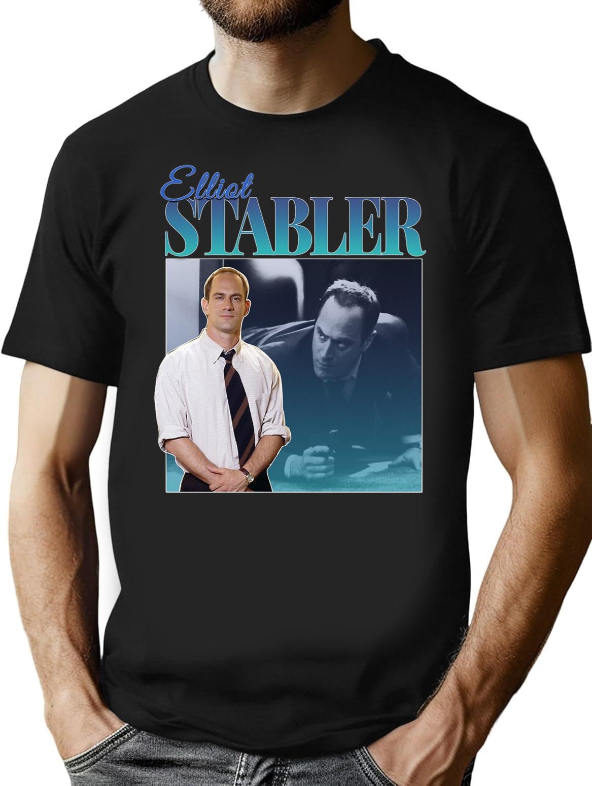 Elliot Stabler 90S Inspired Vintage Homage Premium Heavyweight Cotton T-Shirt - Black
