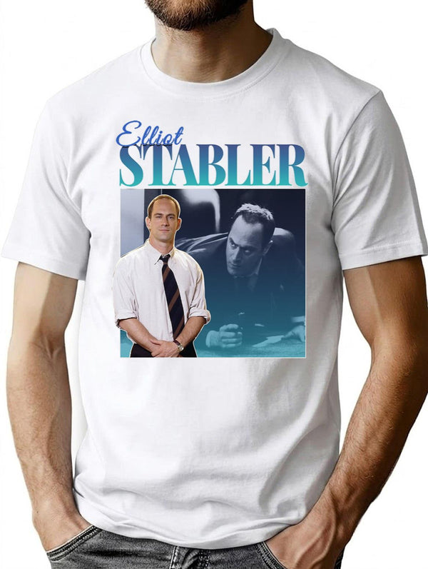 Elliot Stabler 90S Inspired Vintage Homage Premium Heavyweight Cotton T-Shirt - White