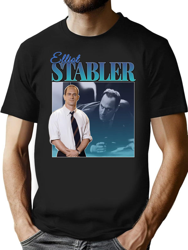 Elliot Stabler 90S Inspired Vintage Homage T-Shirt for Men & Women, T-Shirts Graphic Tee - Black
