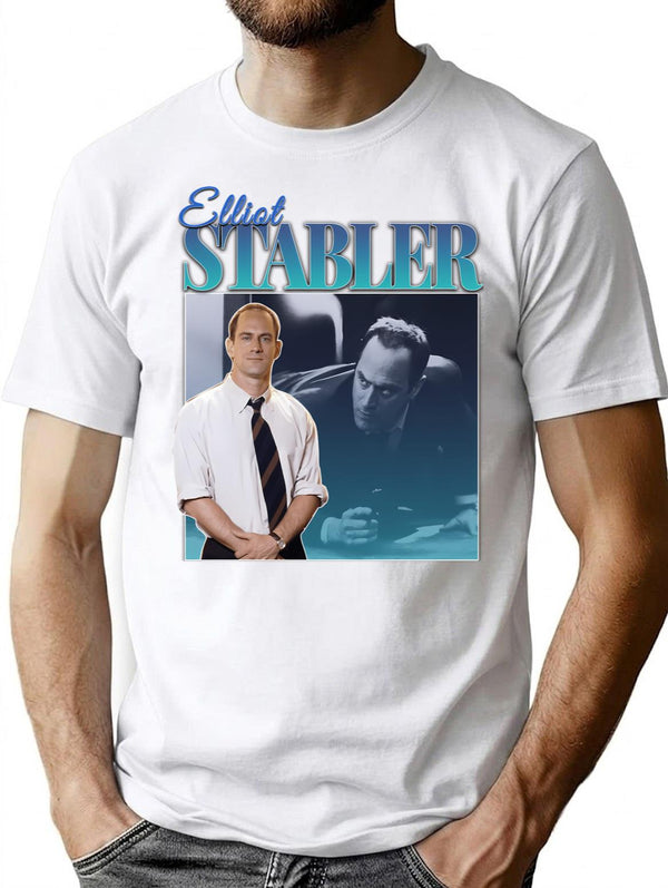 Elliot Stabler 90S Inspired Vintage Homage T-Shirt for Men & Women, T-Shirts Graphic Tee - White