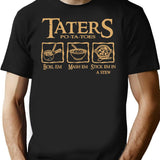 Em Taters Potatoes Recipe Boil Mash Stick Stew T-Shirt for Men & Women, T-Shirts Graphic Tee - Black