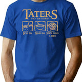 Em Taters Potatoes Recipe Boil Mash Stick Stew T-Shirt for Men & Women, T-Shirts Graphic Tee - Blue