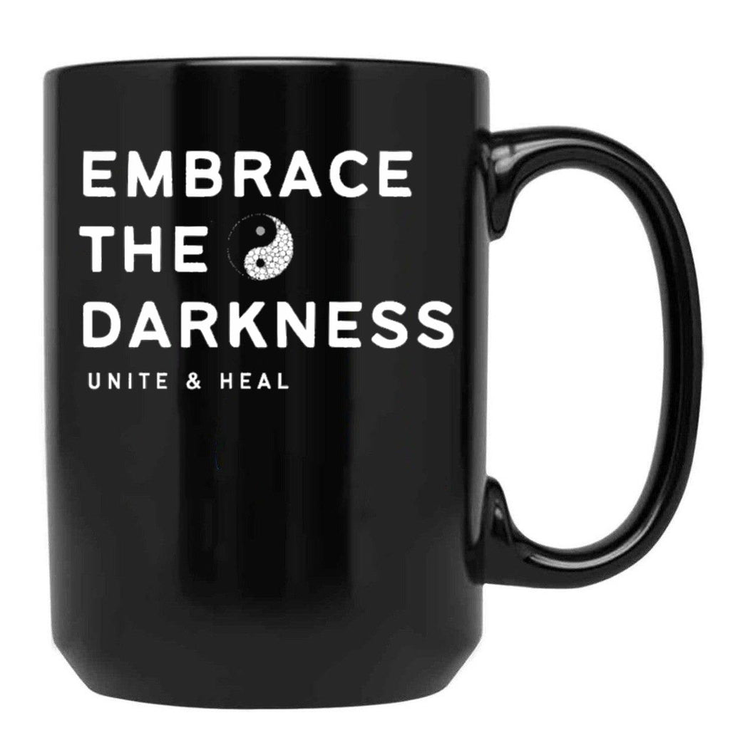 Embrace The Darkness Yin Yang Unite And Heal Black Coffee Mug, Gift Coffee Mug
