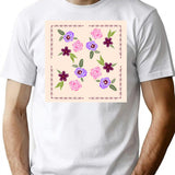 Embroidered Floral T-Shirt for Men & Women, T-Shirts Graphic Tee - White