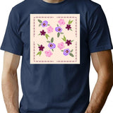 Embroidered Floral T-Shirt for Men & Women, T-Shirts Graphic Tee - Navy