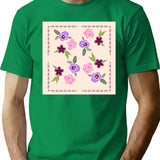 Embroidered Floral T-Shirt for Men & Women, T-Shirts Graphic Tee - Green