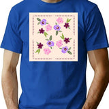 Embroidered Floral T-Shirt for Men & Women, T-Shirts Graphic Tee - Blue