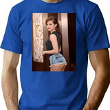Emma Watson (3) Premium Heavyweight Cotton T-Shirt - Blue