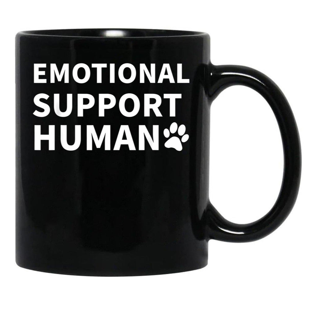 Emotional Support Human Esa Service Dog Funny Black Coffee Mug, Gift Coffee Mug - Black