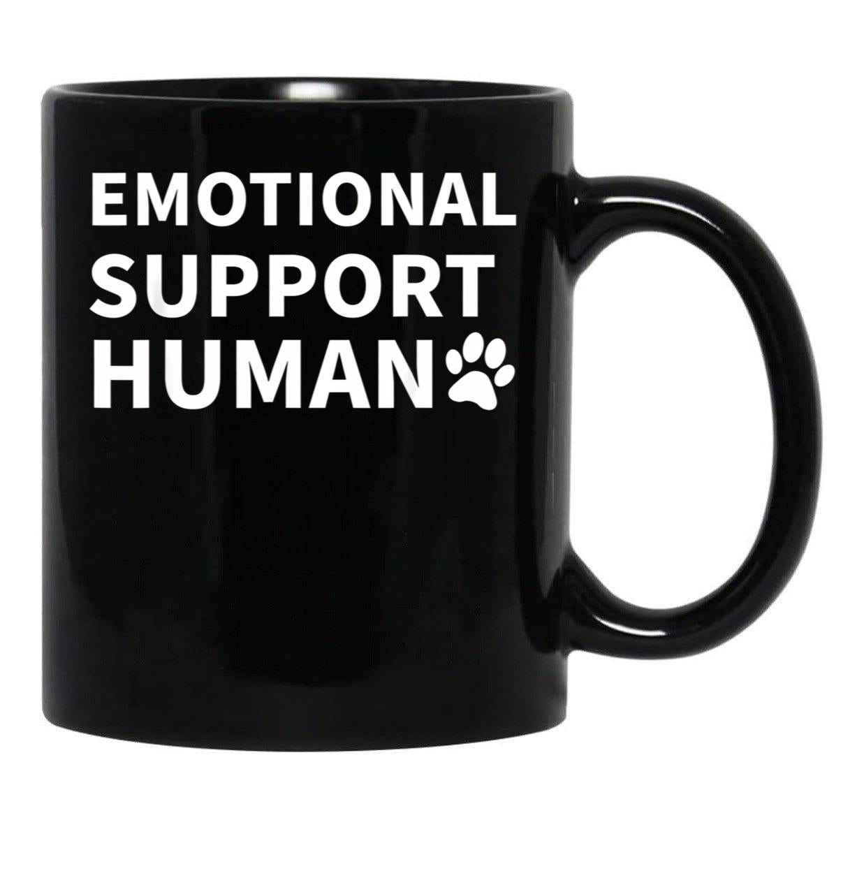 Emotional Support Human Esa Service Dog Funny Black Coffee Mug, Gift Coffee Mug - Black