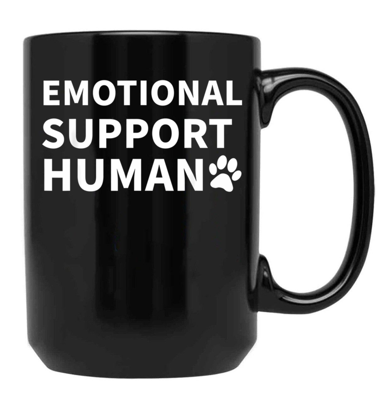 Emotional Support Human Esa Service Dog Funny Black Coffee Mug, Gift Coffee Mug