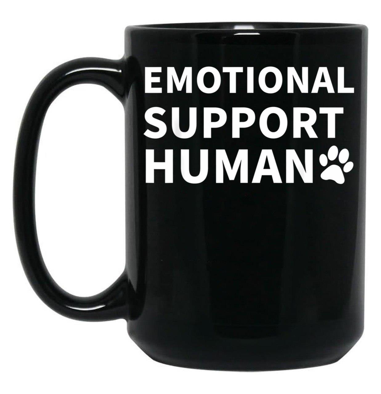 Emotional Support Human Esa Service Dog Funny Black Coffee Mug, Gift Coffee Mug