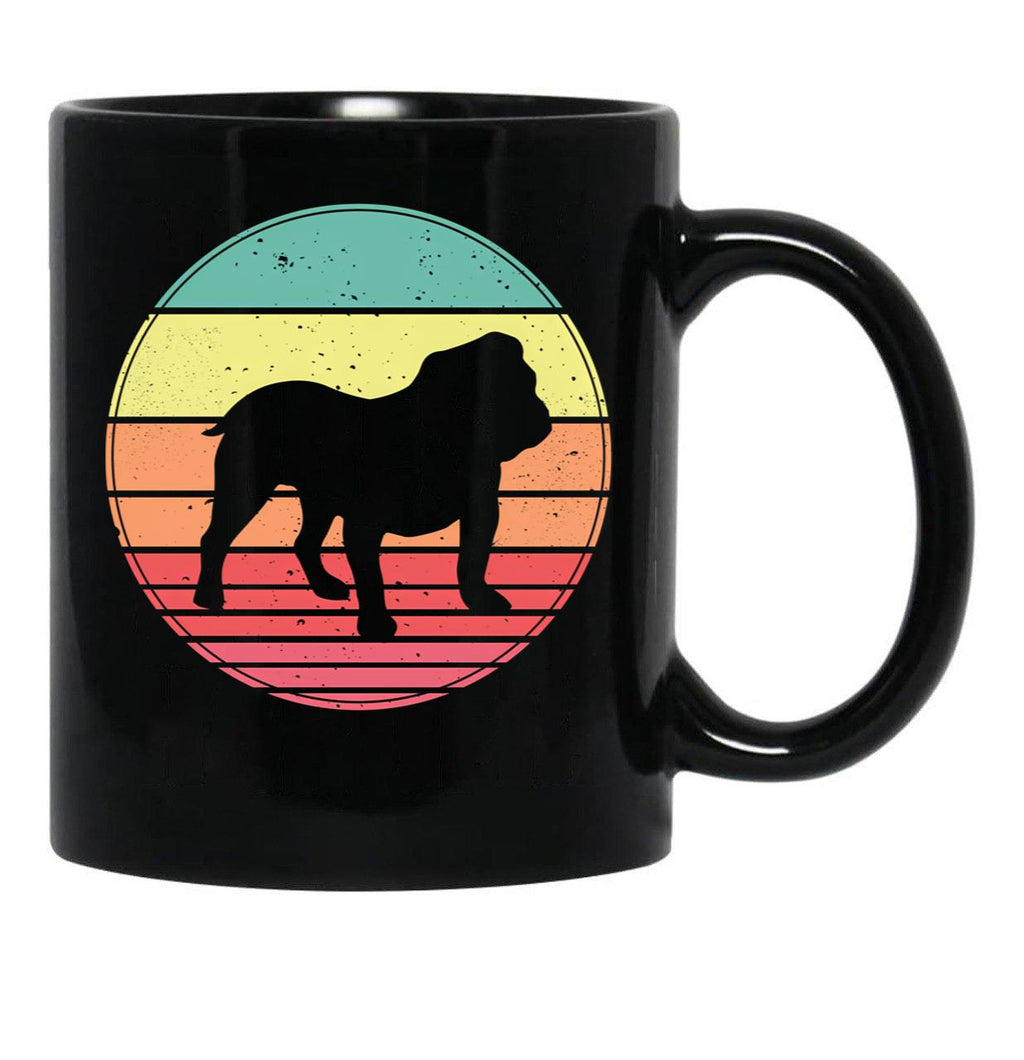 English Bulldog Vintage Retro Sunset Black Coffee Mug, Gift Coffee Mug - Black