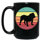 English Bulldog Vintage Retro Sunset Black Coffee Mug, Gift Coffee Mug
