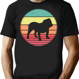 English Bulldog Vintage Retro Sunset T-Shirt for Men & Women, T-Shirts Graphic Tee - Black