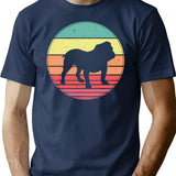 English Bulldog Vintage Retro Sunset T-Shirt for Men & Women, T-Shirts Graphic Tee - Navy