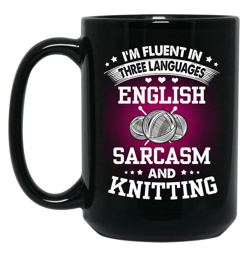English Sarcasm And Knitting Black Coffee Mug, Gift Coffee Mug