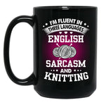 English Sarcasm And Knitting Black Coffee Mug, Gift Coffee Mug