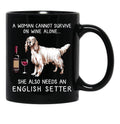 English Setter And Wine Funny Dog Black Coffee Mug, Gift Coffee Mug - Black