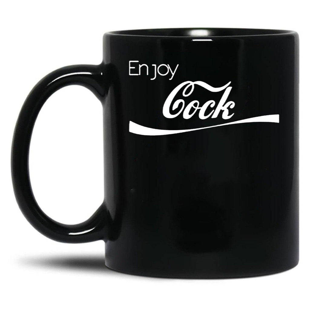 Enjoy Cock Funny Parody Essential Black Coffee Mug, Gift Coffee Mug