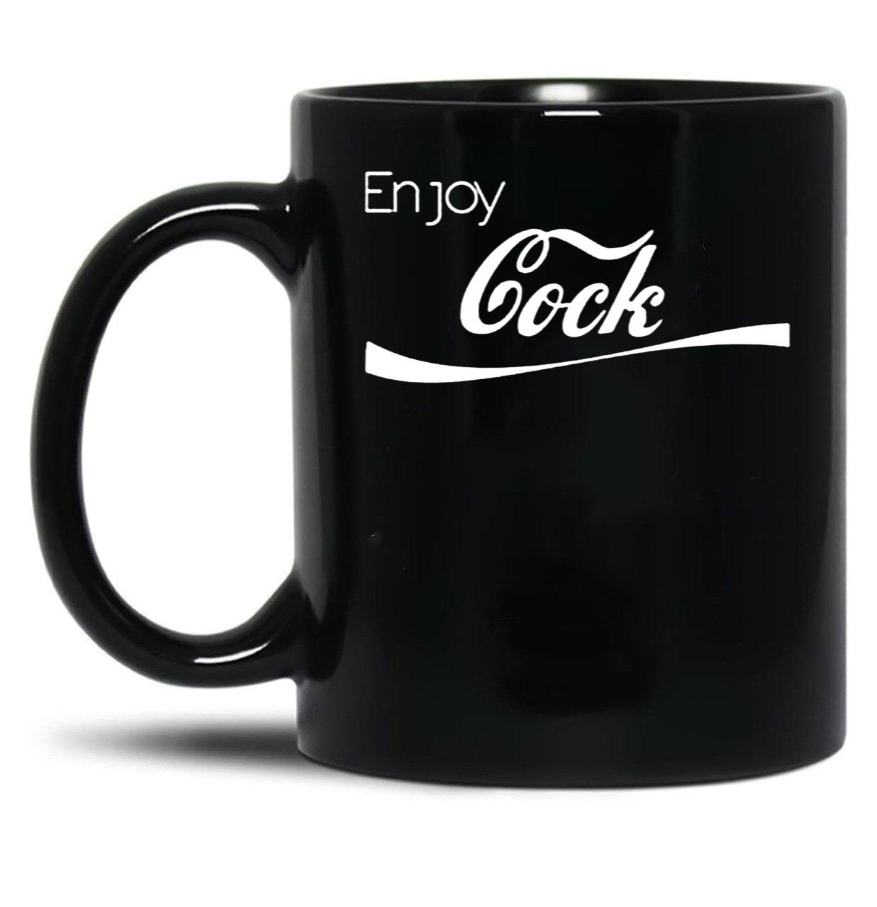 Enjoy Cock Funny Parody Essential Black Coffee Mug, Gift Coffee Mug