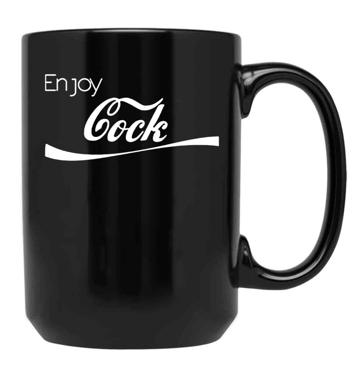 Enjoy Cock Funny Parody Essential Black Coffee Mug, Gift Coffee Mug