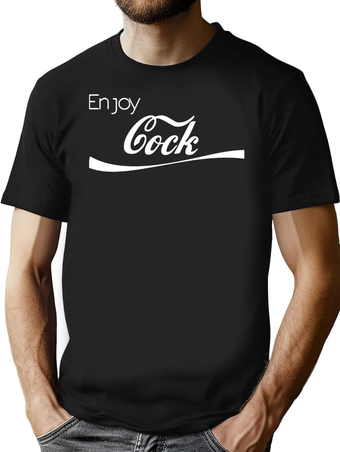 Enjoy Cock Funny Parody Essential Premium Heavyweight Cotton T-Shirt - Black