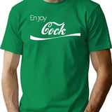Enjoy Cock Funny Parody Essential Premium Heavyweight Cotton T-Shirt - Green