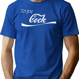 Enjoy Cock Funny Parody Essential Premium Heavyweight Cotton T-Shirt - Blue