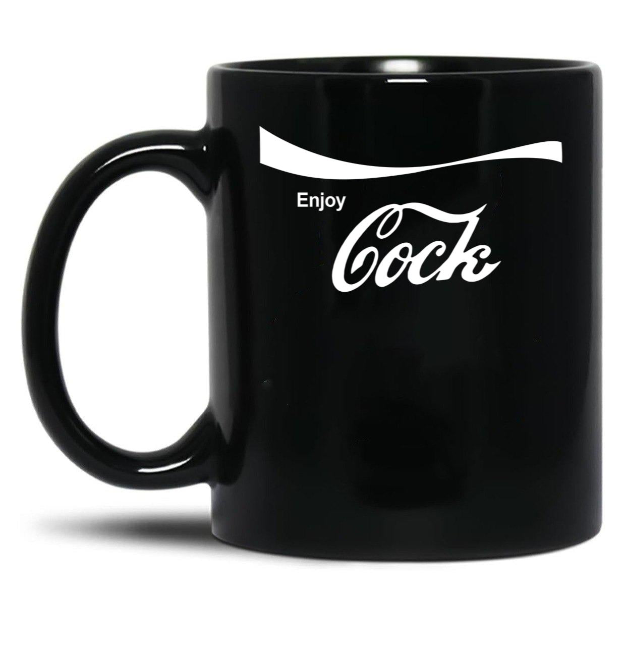 Enjoy Cock Black Coffee Mug, Gift Coffee Mug
