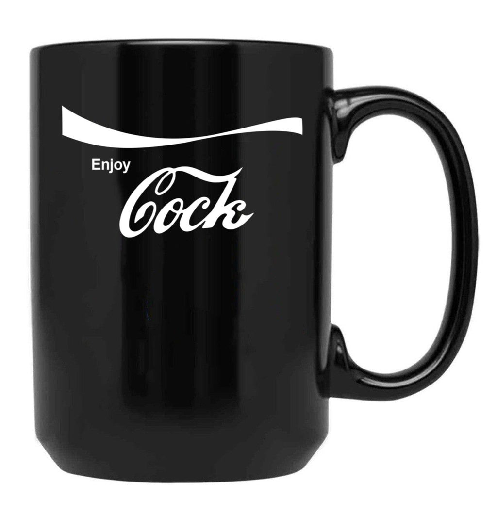 Enjoy Cock Black Coffee Mug, Gift Coffee Mug